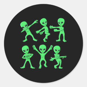 Dancing Aliens Dance Challenge Boys Girls Kids Hal Classic Round Sticker