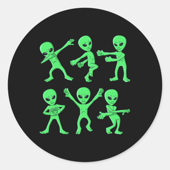 Dancing Aliens Dance Challenge Boys Girls Kids Hal Classic Round Sticker (Front)