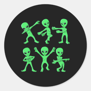 Dancing Aliens Dance Challenge Boys Girls Kids Hal Classic Round Sticker
