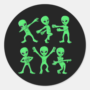 Dancing Aliens Dance Challenge Halloween Classic Round Sticker