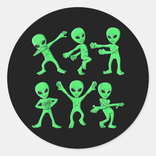 Dancing Aliens Dance Challenge Halloween Classic Round Sticker (Front)