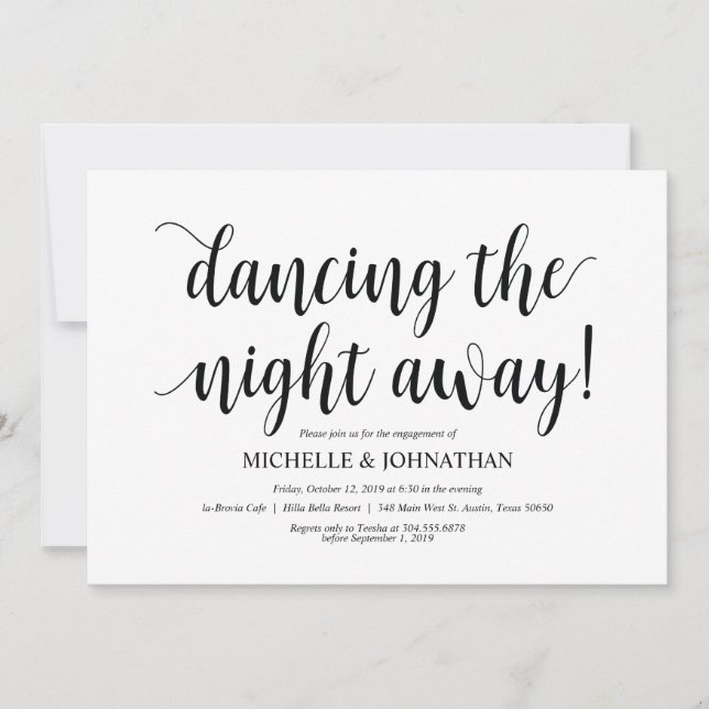 Dancing all night, Engagement Party invites (Front)
