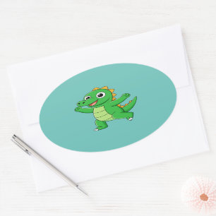 Dancing Alligator Oval Sticker