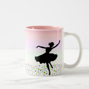 Dancing amongst the stars - pink sunset Two-Tone coffee mug