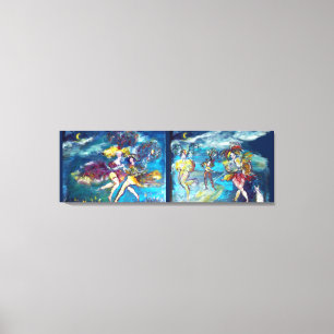 DANCING AND MUSIC IN THE NIGHT,blue pink fuchsia Canvas Print