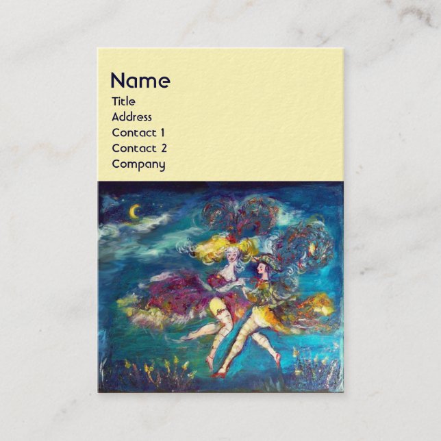 DANCING AND MUSIC IN THE NIGHT MONOGRAM BUSINESS CARD (Front)