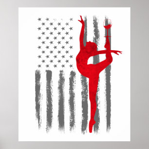 Dancing and Wine - Vintage USA American Flag for Poster