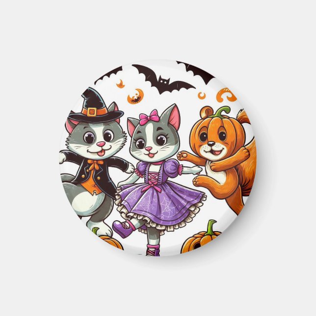 Dancing Animals in Halloween Costumes Magnet (Front)