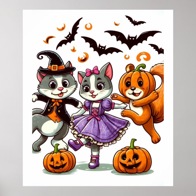Dancing Animals in Halloween Costumes Poster (Front)