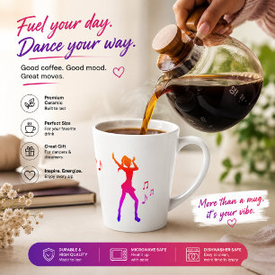 Dancing Anime Girl with Music Notes – Cool K-Pop Latte Mug