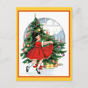 Dancing Around the Christmas Tree Holiday Postcard