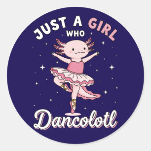Dancing Axolotl Ballerina in Pastel Pink Tutu Classic Round Sticker