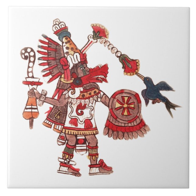 Dancing Aztec shaman warrior Tile (Front)