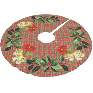 Dancing Baby Angels on Plaid Brushed Polyester Tree Skirt