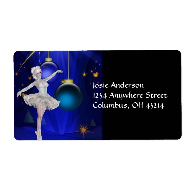 Dancing Ballerina 2b Christmas Address Labels (Front)