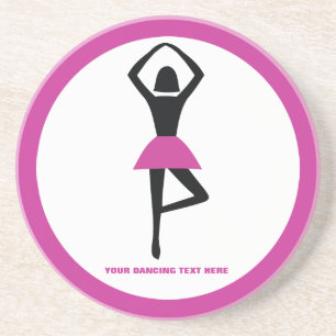 Dancing ballerina black, hot pink custom coaster