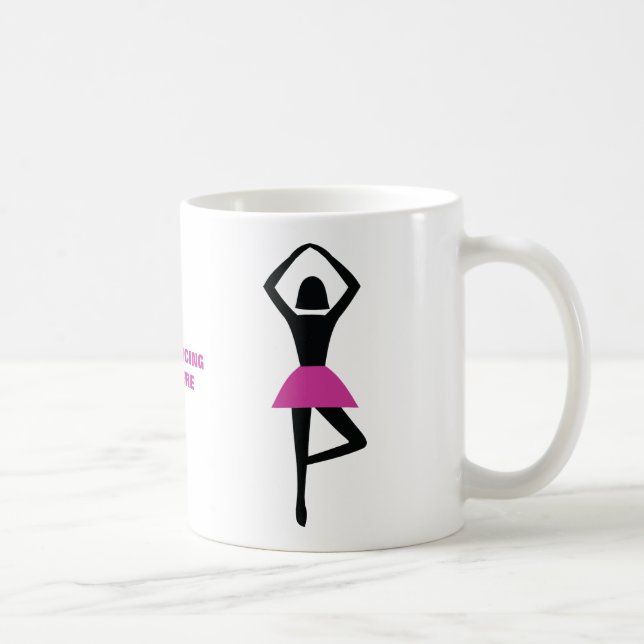 Dancing ballerina black, hot pink custom coffee mug (Right)