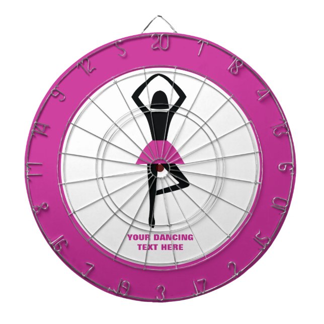Dancing ballerina black, hot pink custom dartboard (Front)