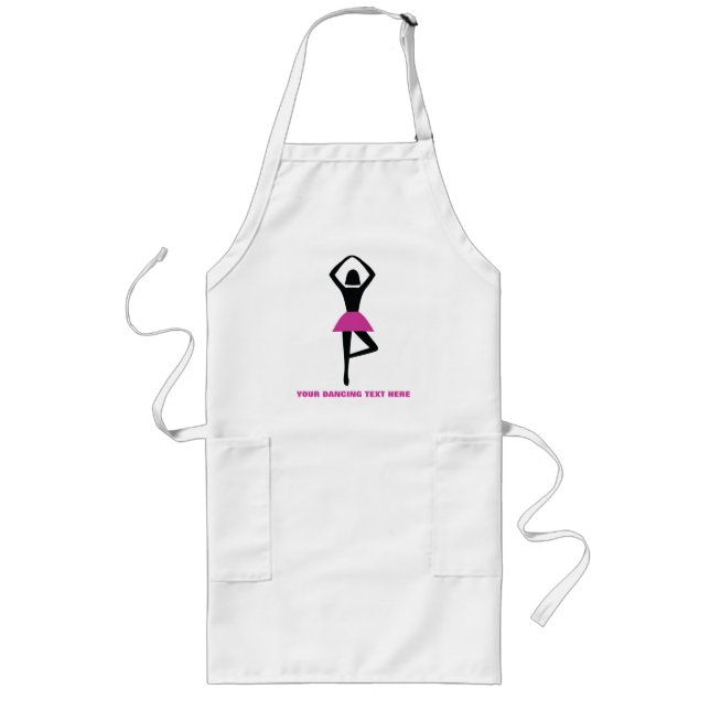 Dancing ballerina black, hot pink custom long apron (Front)