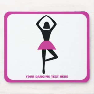 Dancing ballerina black, hot pink custom mouse pad