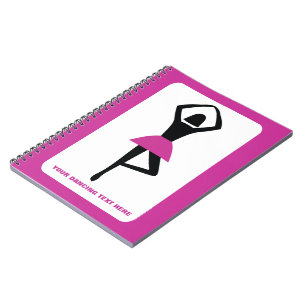 Dancing ballerina black, hot pink custom notebook