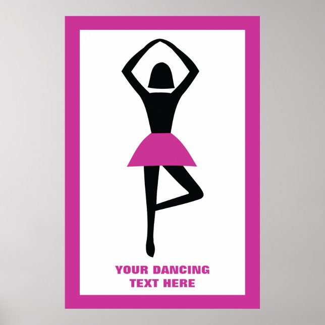 Dancing ballerina black, hot pink custom poster (Front)