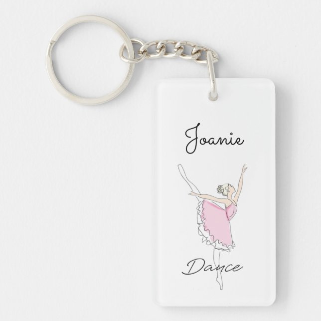 Dancing Ballerina in Pink Tutu Key Ring (Front)
