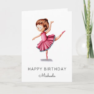 Dancing Ballerina Pink Tutu Girl Birthday  Card