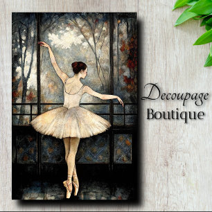 Dancing Ballerina Window Light Vintage Decoupage Tissue Paper