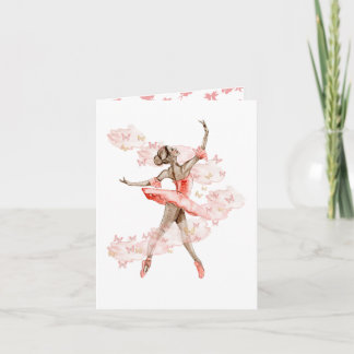 Dancing ballerina with butterfly.  card