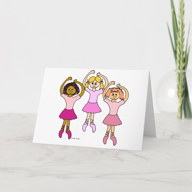 Dancing Ballerinas Greeting Cards (Front)