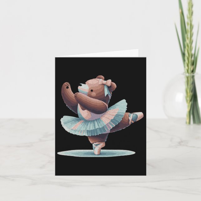 Dancing Bear Ballet Shoes Cute Bear Performing Bal Card (Front)