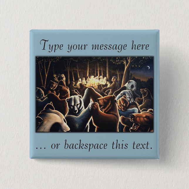 Dancing Bear Buttons Pin Party Animal Art Button (Front)