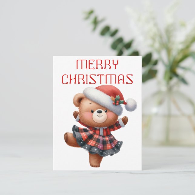 Dancing Bear Cub - Christmas Card (Standing Front)