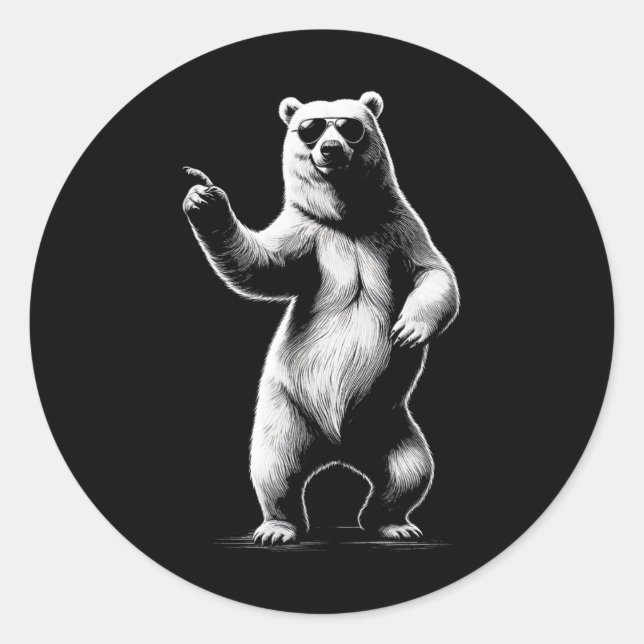 Dancing Bear Graphic Art Design  Classic Round Sticker (Front)