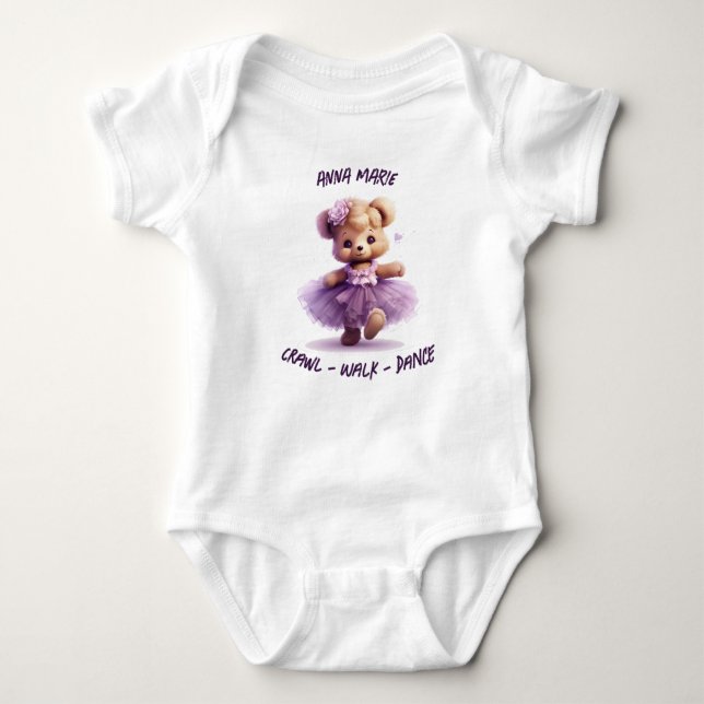 Dancing Bear White Baby T-Shirt Baby Bodysuit (Front)