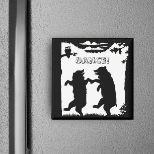 Dancing Bears Black Silhouette Magnet