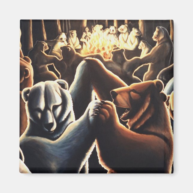 Dancing Bears Fridge Magent Party Animal Art Gifts Magnet (Front)