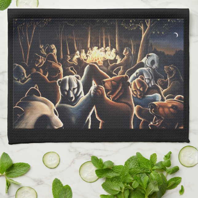 Dancing Bears Towel Party Animals Bear Tea Towel (Folded)
