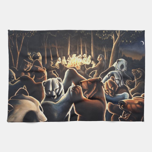 Dancing Bears Towel Party Animals Bear Tea Towel (Horizontal)
