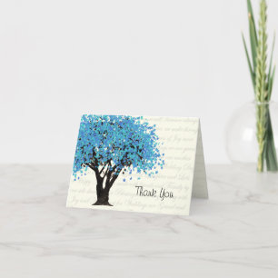 Dancing Blooms Blue Tree Thank You Card