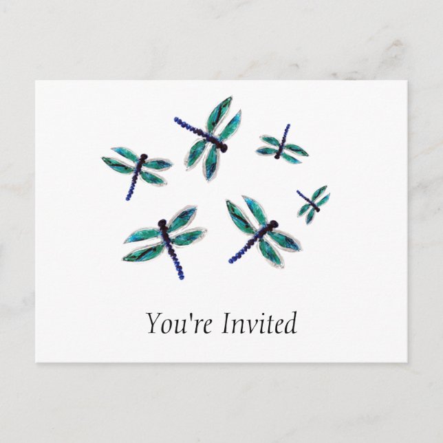 Dancing Blue Dragonfly Postcard (Front)