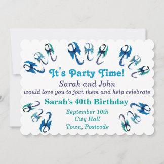 Dancing Blue Dragons Party Invitation