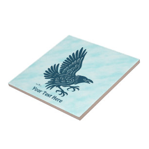 Dancing Blue Raven Ceramic Tile