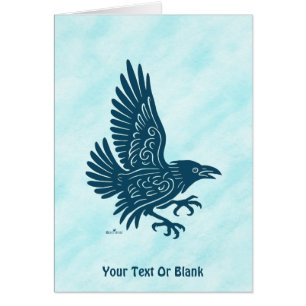 Dancing Blue Raven Greeting Card