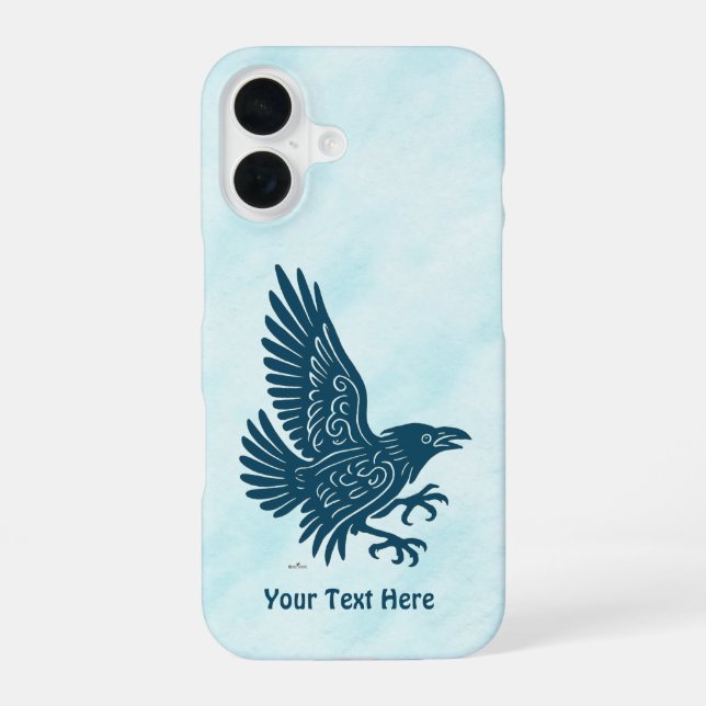 Dancing Blue Raven iPhone 16 Case (Back)