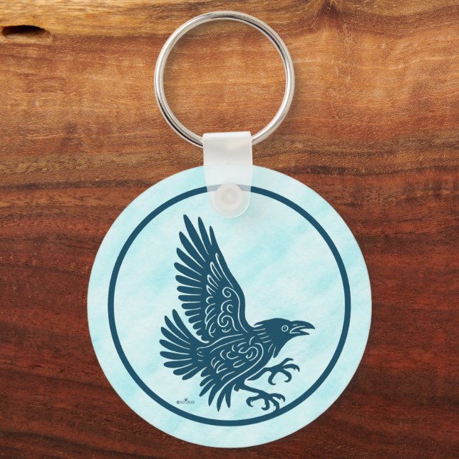 Dancing Blue Raven Key Ring (Front)