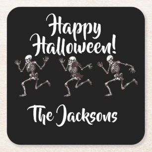 Dancing Bones Square Paper Coaster