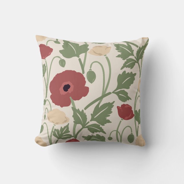 Dancing Botanicals Cranberry Red Wheat Cushion (Front)