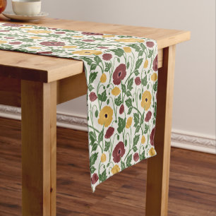 Dancing Botanicals Deep Burgundy Harvest Gold Short Table Runner